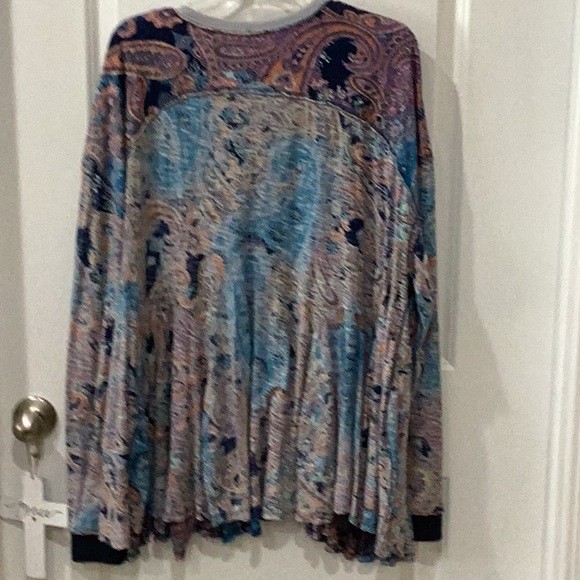 Free People Making Circles Paisley Cotton Long Sleeve Pull On Top Size XS - Picture 6 of 10